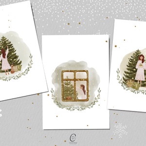 Karácsonyi képeslap, ünnepi üdvözlőlap, macskás ajándékkísérő szett 3 db - karácsony - karácsonyi ajándékozás - karácsonyi képeslap, üdvözlőlap, ajándékkísérő - Meska.hu