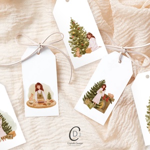 Karácsonyi ajándékkísérő, ajándékátadó kártya szett 5 db - karácsony - karácsonyi ajándékozás - karácsonyi képeslap, üdvözlőlap, ajándékkísérő - Meska.hu