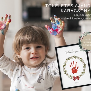Karácsonyi ajándék, egyedi kézlenyomatos poszter, első karácsony - karácsony - karácsonyi lakásdekoráció - karácsonyi lakásdíszek - Meska.hu