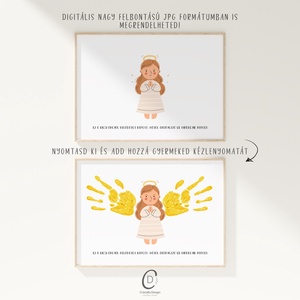 Karácsonyi ajándék, angyalkás kézlenyomatos poszter - karácsony - karácsonyi lakásdekoráció - karácsonyi lakásdíszek - Meska.hu