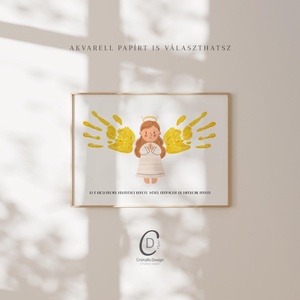 Karácsonyi ajándék, angyalkás kézlenyomatos poszter - karácsony - karácsonyi lakásdekoráció - karácsonyi lakásdíszek - Meska.hu