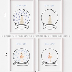Ujjlenyomat kép, hógömb, tél, karácsonyi ajándék poszter - karácsony - karácsonyi lakásdekoráció - karácsonyi lakásdíszek - Meska.hu