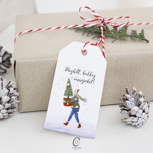 Karácsonyi ajándékkísérő, téli ajándékátadó kártya szett 5 db - karácsony - karácsonyi ajándékozás - karácsonyi képeslap, üdvözlőlap, ajándékkísérő - Meska.hu