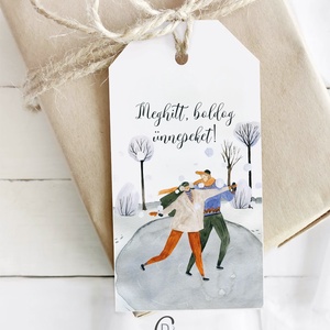 Karácsonyi ajándékkísérő, téli ajándékátadó kártya szett 5 db - Meska.hu
