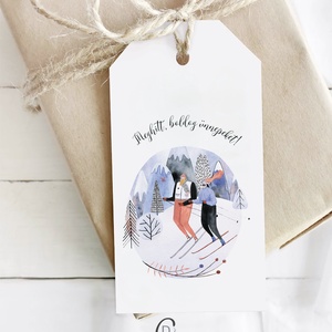 Karácsonyi ajándékkísérő, téli ajándékátadó kártya szett 5 db - karácsony - karácsonyi ajándékozás - karácsonyi képeslap, üdvözlőlap, ajándékkísérő - Meska.hu