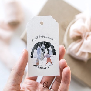 Karácsonyi ajándékkísérő, téli ajándékátadó kártya szett 5 db, Karácsony, Karácsonyi ajándékozás, Karácsonyi képeslap, üdvözlőlap, ajándékkísérő, Fotó, grafika, rajz, illusztráció, Papírművészet, MESKA