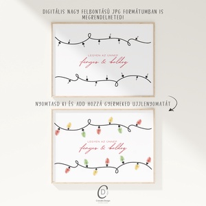 Ujjlenyomat kép, fényfüzérek, karácsonyi égősor, ajándék poszter - karácsony - karácsonyi lakásdekoráció - karácsonyi fénydekoráció - Meska.hu