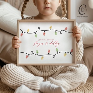 Ujjlenyomat kép, fényfüzérek, karácsonyi égősor, ajándék poszter, Karácsony, Karácsonyi lakásdekoráció, Karácsonyi fénydekoráció, Fotó, grafika, rajz, illusztráció, Papírművészet, MESKA