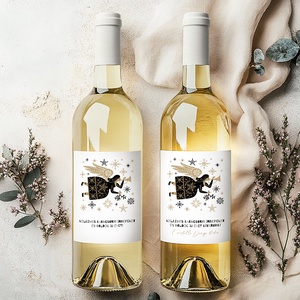 Karácsonyi borospalack címke, pálinkás címke, angyalos ajándékátadó, egyedi italos üveg matrica - élelmiszer - öntapadós címke - Meska.hu