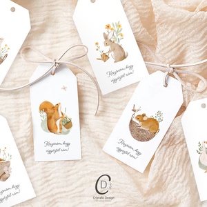 Köszönőajándék óvó néniknek, dadusoknak, ballagásra búcsúajándék, erdei állatos ajándékkísérő szett 6db - otthon & életmód - papír, írószer - ajándékozás kellékei - ajándékkísérő - Meska.hu