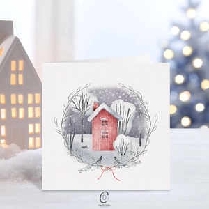 Karácsonyi képeslap, erdei állatos kinyitható üdvözlőlap, ajándékkísérő szett 2 db - karácsony - karácsonyi ajándékozás - karácsonyi képeslap, üdvözlőlap, ajándékkísérő - Meska.hu