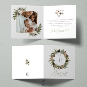 Fényképes karácsonyi képeslap, családi üdvözlőlap, greenery ajándékkísérő - karácsony - karácsonyi ajándékozás - karácsonyi képeslap, üdvözlőlap, ajándékkísérő - Meska.hu