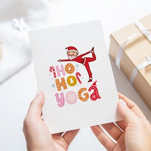 Karácsonyi képeslap, ajándékkísérő, üdvözlőlap, jógázó Mikulás - karácsony - karácsonyi ajándékozás - karácsonyi képeslap, üdvözlőlap, ajándékkísérő - Meska.hu