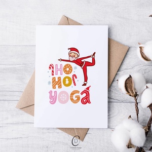 Karácsonyi képeslap, ajándékkísérő, üdvözlőlap, jógázó Mikulás - karácsony - karácsonyi ajándékozás - karácsonyi képeslap, üdvözlőlap, ajándékkísérő - Meska.hu