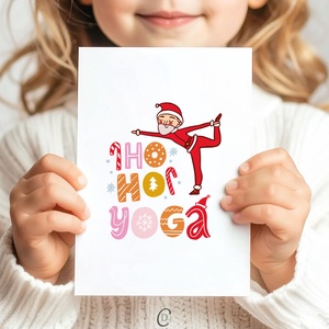 Karácsonyi képeslap, ajándékkísérő, üdvözlőlap, jógázó Mikulás, Karácsony, Karácsonyi ajándékozás, Karácsonyi képeslap, üdvözlőlap, ajándékkísérő, Fotó, grafika, rajz, illusztráció, Papírművészet, MESKA