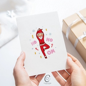 Karácsonyi képeslap, ajándékkísérő, üdvözlőlap, jógázó Mikulás - karácsony - karácsonyi ajándékozás - karácsonyi képeslap, üdvözlőlap, ajándékkísérő - Meska.hu