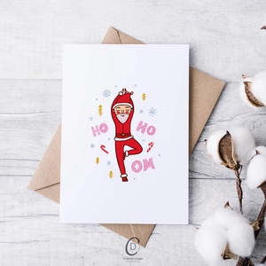 Karácsonyi képeslap, ajándékkísérő, üdvözlőlap, jógázó Mikulás - karácsony - karácsonyi ajándékozás - karácsonyi képeslap, üdvözlőlap, ajándékkísérő - Meska.hu