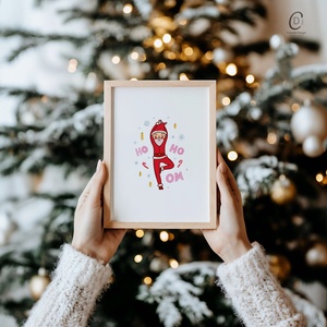 Karácsonyi képeslap, ajándékkísérő, üdvözlőlap, jógázó Mikulás - karácsony - karácsonyi ajándékozás - karácsonyi képeslap, üdvözlőlap, ajándékkísérő - Meska.hu