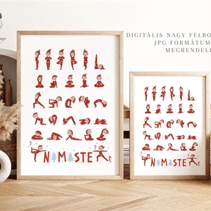 Karácsonyi poszter, falikép, jógapózok, Mikulásos - karácsony - karácsonyi lakásdekoráció - karácsonyi lakásdíszek - Meska.hu