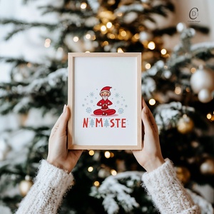 Karácsonyi képeslap, ajándékkísérő, üdvözlőlap, jógázó Mikulás - karácsony - karácsonyi ajándékozás - karácsonyi képeslap, üdvözlőlap, ajándékkísérő - Meska.hu