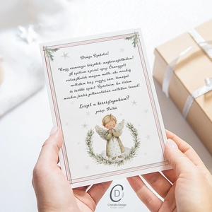 Keresztszülő felkérő kártya, angyalkás, téli ajándékkísérő - baba - mama - keresztelő kellékek - keresztszülő felkérő - Meska.hu