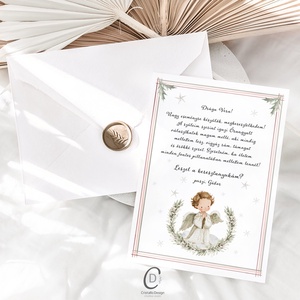 Keresztszülő felkérő kártya, angyalkás, téli ajándékkísérő - baba - mama - keresztelő kellékek - keresztszülő felkérő - Meska.hu