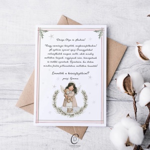 Keresztszülő felkérő kártya, angyalkás, téli ajándékkísérő - baba - mama - keresztelő kellékek - keresztszülő felkérő - Meska.hu