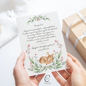 Keresztszülő felkérő kártya, személyre szabott, őzikés ajándékkísérő - játék & sport - keresztelőajándékok - Meska.hu