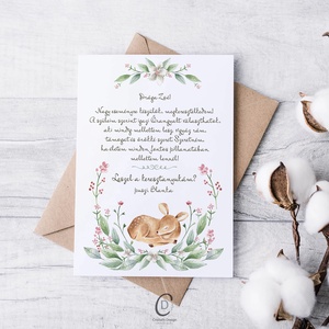 Keresztszülő felkérő kártya, személyre szabott, őzikés ajándékkísérő - játék & sport - keresztelőajándékok - Meska.hu