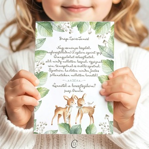 Keresztszülő felkérő kártya, személyre szabott, őzikés ajándékkísérő - játék & sport - keresztelőajándékok - Meska.hu