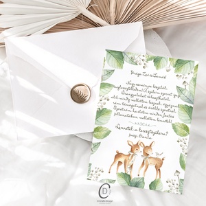 Keresztszülő felkérő kártya, személyre szabott, őzikés ajándékkísérő - játék & sport - keresztelőajándékok - Meska.hu