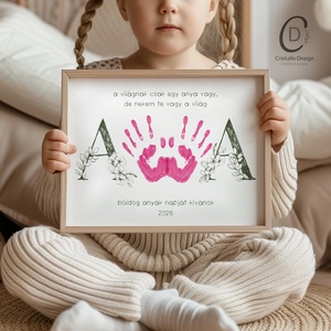 Anyák vagy apák napi ajándék, kézlenyomat poszter, kép, kéznyomda - otthon & életmód - dekoráció - kép & falikép - poszter - Meska.hu