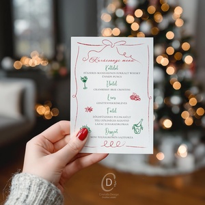 Karácsonyi menükártya, étlap, itallap - karácsony - karácsonyi lakásdekoráció - ünnepi asztaldekoráció - Meska.hu