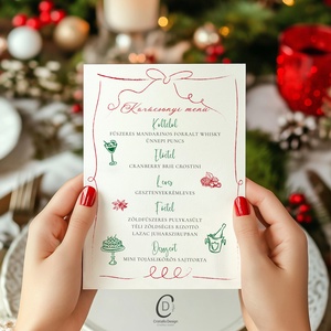 Karácsonyi menükártya, étlap, itallap, Karácsony, Karácsonyi lakásdekoráció, Ünnepi asztaldekoráció, Fotó, grafika, rajz, illusztráció, MESKA