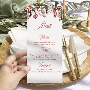 Karácsonyi menükártya, étlap, itallap, Karácsony, Karácsonyi lakásdekoráció, Ünnepi asztaldekoráció, Fotó, grafika, rajz, illusztráció, MESKA