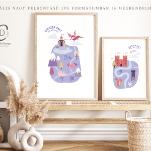 Gyerekszoba, óvodai poszter, sárkányos, unikornisos falikép - baba - mama - babaszoba dekoráció - babaszoba kép - Meska.hu