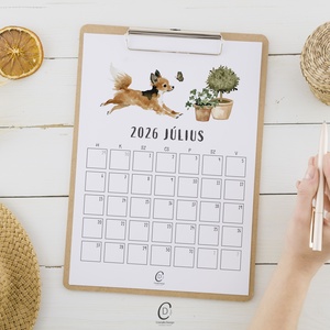 Falinaptár 2026, kutyás, havi tervező - Meska.hu