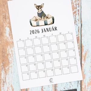 Falinaptár 2026, kutyás, havi tervező - otthon & életmód - papír, írószer - naptár & tervező - Meska.hu