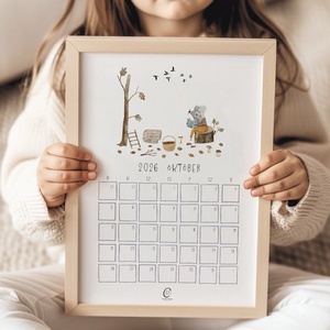 Falinaptár 2026, erdei állatos, havi tervező - Meska.hu