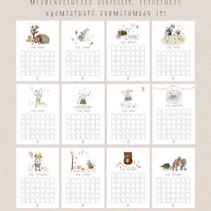 Falinaptár 2026, erdei állatos, havi tervező - otthon & életmód - papír, írószer - naptár & tervező - Meska.hu