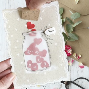 Valentin napi csináld magad képeslap, befőttes üveg ajándékkísérő, letölthető, digitális, nyomtatható, Otthon & Életmód, Papír, írószer, Ajándékozás kellékei, Képeslap, üdvözlőlap, Fotó, grafika, rajz, illusztráció, Papírművészet, MESKA