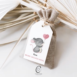 Valentin napi ajándékkísérő, egérkés ajándékátadó kártya szett 4 db - otthon & életmód - papír, írószer - ajándékozás kellékei - ajándékkísérő - Meska.hu