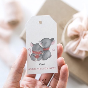 Valentin napi ajándékkísérő, egérkés ajándékátadó kártya szett 4 db - Meska.hu