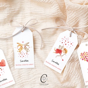 Valentin napi ajándékkísérő, erdei állatos ajándékátadó kártya szett 4 db - otthon & életmód - papír, írószer - ajándékozás kellékei - ajándékkísérő - Meska.hu