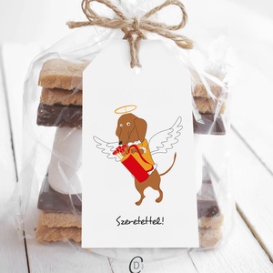 Valentin napi ajándékkísérő, tacskós ajándékátadó kártya szett 4 db - otthon & életmód - papír, írószer - ajándékozás kellékei - ajándékkísérő - Meska.hu