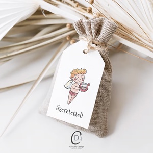 Valentin napra ajándékkísérő, Valentin napi angyal ajándékátadó kártya szett 4 db - otthon & életmód - papír, írószer - ajándékozás kellékei - ajándékkísérő - Meska.hu