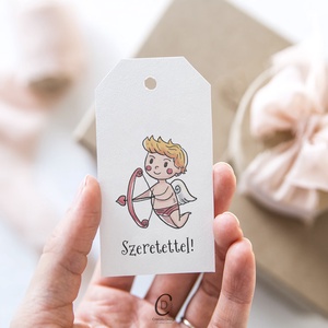 Valentin napra ajándékkísérő, Valentin napi angyal ajándékátadó kártya szett 4 db - Meska.hu