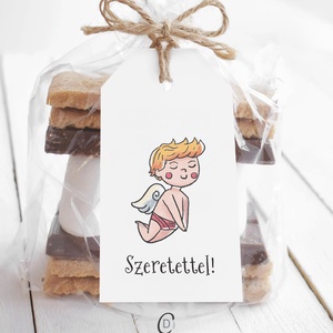 Valentin napra ajándékkísérő, Valentin napi angyal ajándékátadó kártya szett 4 db - otthon & életmód - papír, írószer - ajándékozás kellékei - ajándékkísérő - Meska.hu