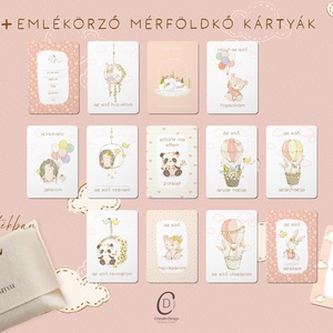 Mérföldkő kártya, erdei állatos emlékörző kártyák, baba box, 17 db - baba - mama - babafotózás - baba mérföldkő kártyák - Meska.hu