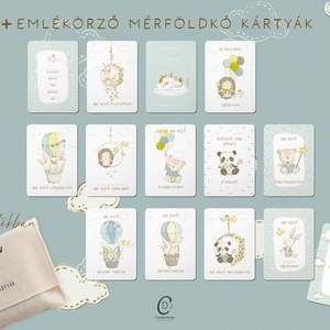 Mérföldkő kártya, erdei állatos emlékörző kártyák, baba box, 17 db - baba - mama - babalátogató ajándékcsomag - Meska.hu